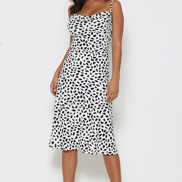 Monochrome Animal Print Midi Strappy Dress - Picture 8 of 11